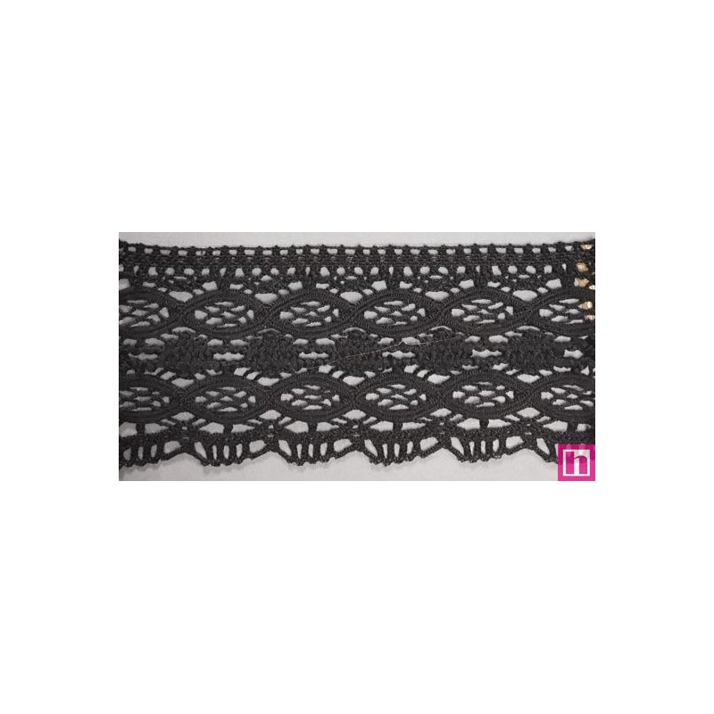 9481-4 PUNTILLA BOLILLO OSMARY 70 MM. ALGODON 100% NEGRO Venta en piezas de 25.00 M