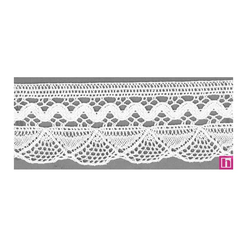 9484-0 PUNTILLA BOLILLO NADIR 55 MM. ALGODON 100% BLANCO Venta en piezas de 25.00 M