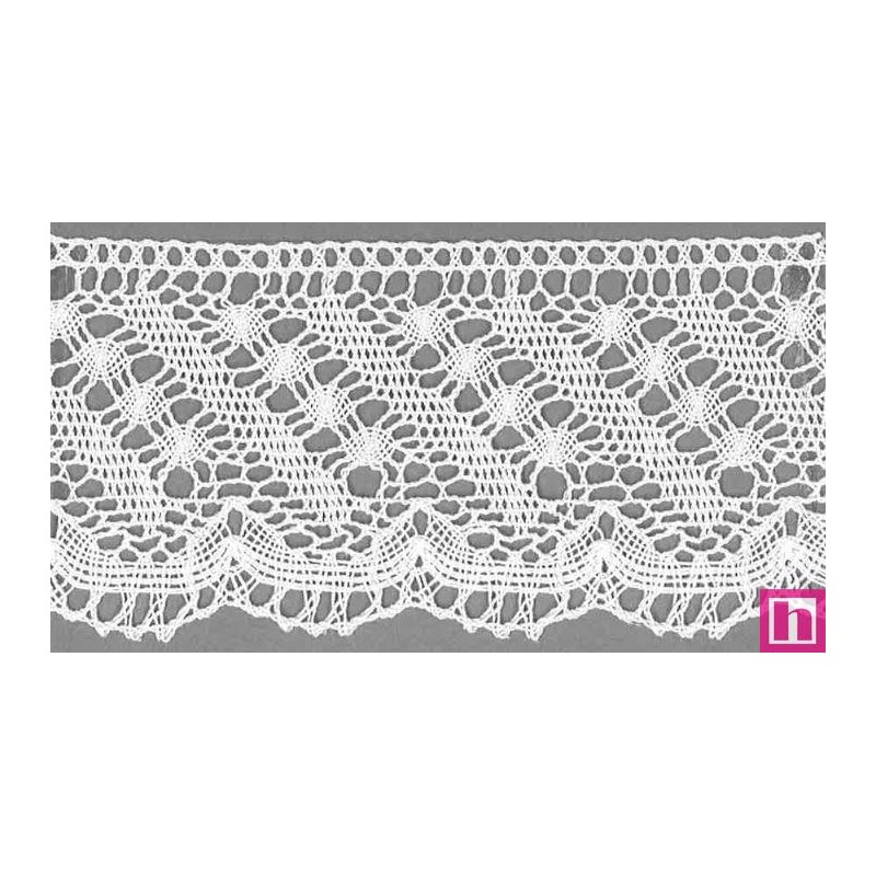 9487-0 PUNTILLA BOLILLO OHANA 75 MM. ALGODON 100% BLANCO Venta en piezas de 25.00 M