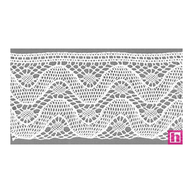 9489-0 PUNTILLA BOLILLO ZAREK 70 MM. ALGODON 100% BLANCO Venta en piezas de 25.00 M
