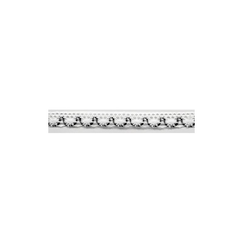 9623-18 PUNTILLA BOLILLO ACHIOTE 15 MM. POLIESTER 100% BLANCO/MARINO Venta en piezas de 25.00 M