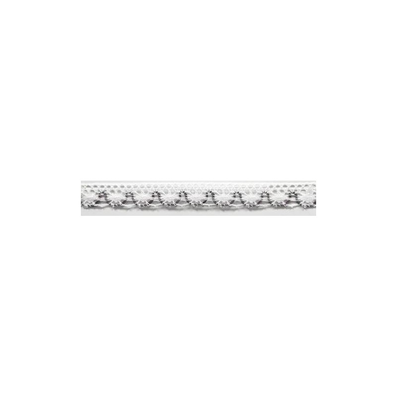 9623-35 PUNTILLA BOLILLO ACHIOTE 15 MM. POLIESTER 100% BLANCO/PURPURA Venta en piezas de 25.00 M