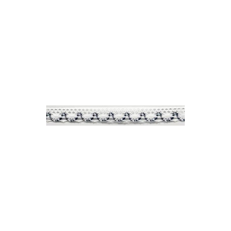 9623-37 PUNTILLA BOLILLO ACHIOTE 15 MM. POLIESTER 100% BLANCO/AZUL Venta en piezas de 25.00 M
