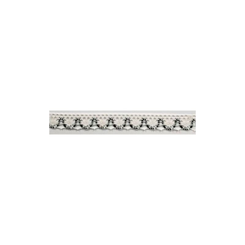 9623-44 PUNTILLA BOLILLO ACHIOTE 15 MM. POLIESTER 100% MARFIL/VERDE Venta en piezas de 25.00 M