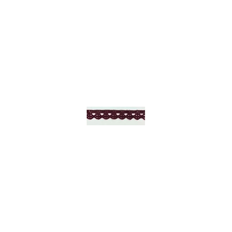 9627-049 PUNTILLA BOLILLO CASSIA 10 MM. POLIESTER 100% GRANATE Venta en piezas de 25.00 M