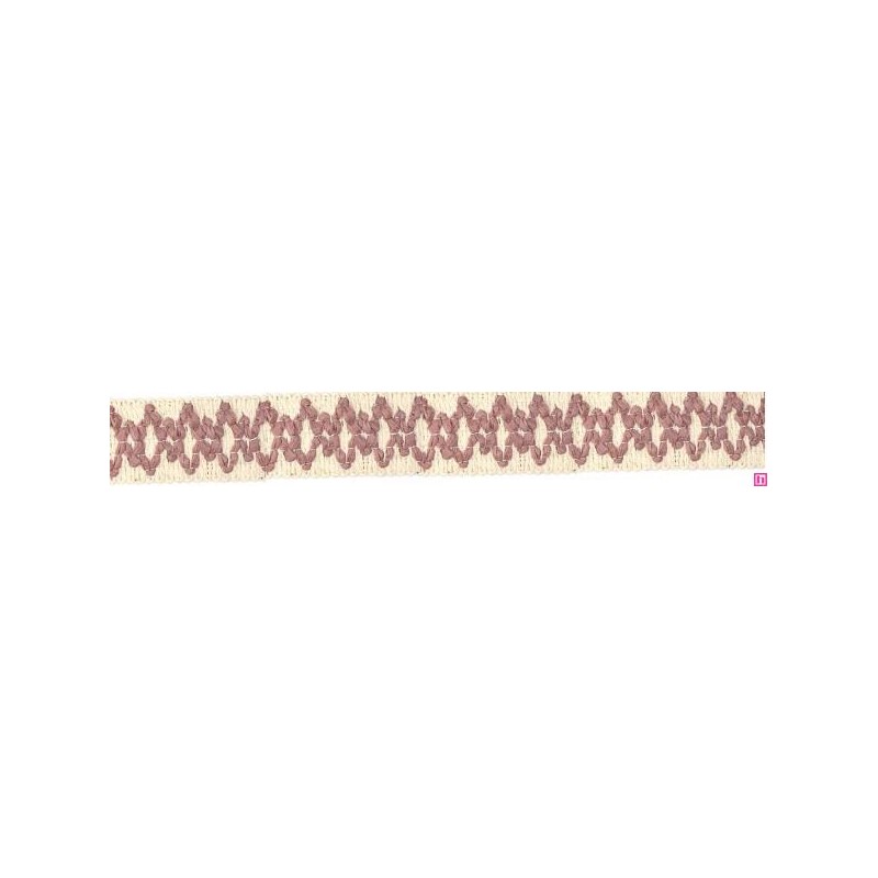 9669-242 GALON FANTASIA JOHARI 30 MM. ALGODON RECICLADO 60%-VISCOSA 40% NATURAL/ROSA Venta en piezas de 12.50 M
