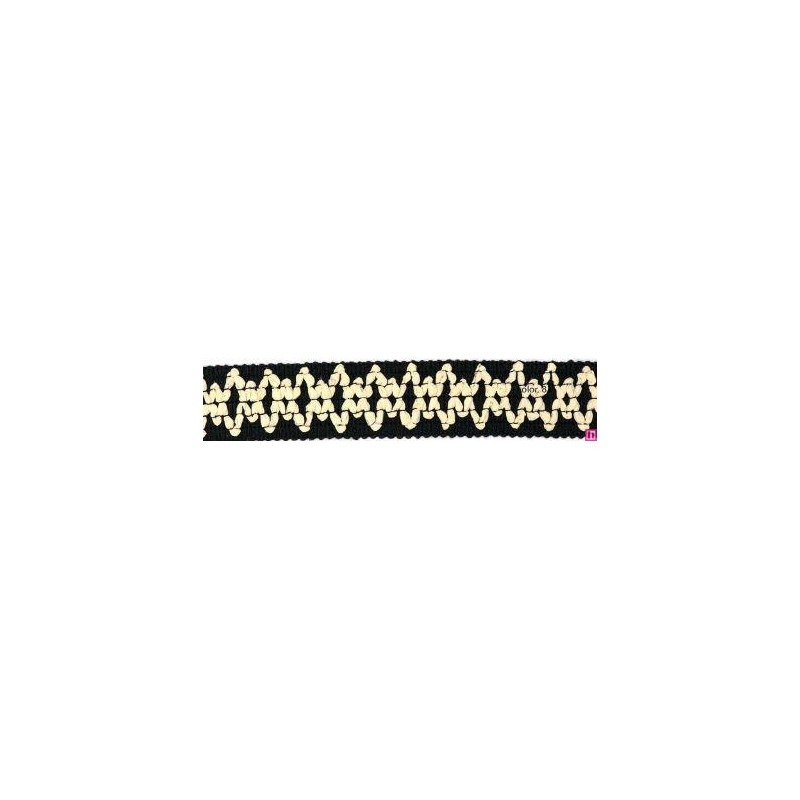 9669-9212 GALON FANTASIA JOHARI 30 MM. ALGODON RECICLADO 60%-VISCOSA 40% NEGRO/NATURAL Venta en piezas de 12.50 M