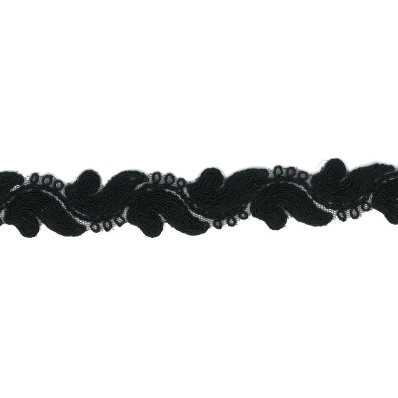 9687-092 GALON FANTASIA ABIK 30 MM. POLIAMIDA 90%-POL.5%-ALG.5% NEGRO Venta en piezas de 9.00 M
