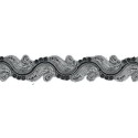 9688-8392 GALON FANTASIA CIHAN 30 MM. POLIAMIDA 60%-POL.35%-ALG.5% NEGRO/PLATA Venta en piezas de 9.10 M
