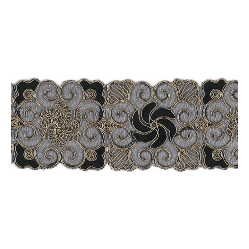 9689-8192 GALON FANTASIA CIHAN 60 MM. POLIAMIDA 60%-POL.35%-ALG.5% NEGRO/COBRE Venta en piezas de 9.10 M