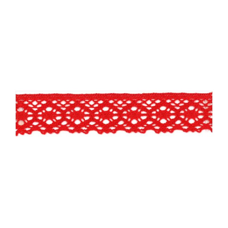 9702-5 PUNTILLA BOLILLO AURORA 30 MM. ALGODON 100% ROJO Venta en piezas de 25.00 M