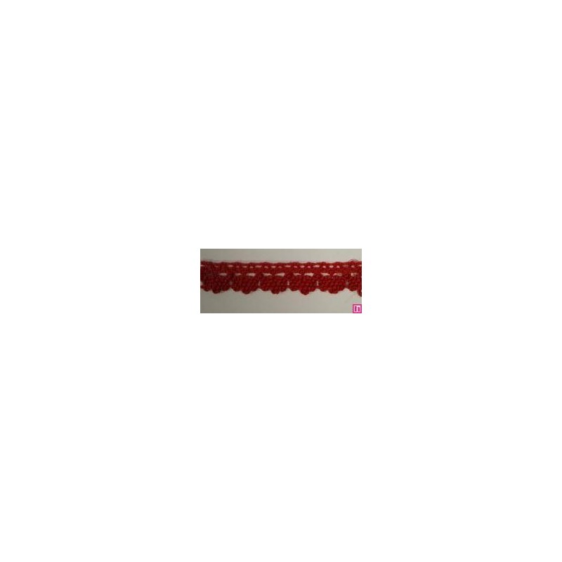 9706-5 PUNTILLA BOLILLO DIEGO 12 MM. ALGODON 100% ROJO Venta en piezas de 25.00 M