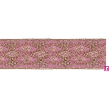981253-0055 GALON FANTASIA ANDREA 45 MM. POLIESTER+PET ROSA/DORADO Venta en piezas de 9.10 M