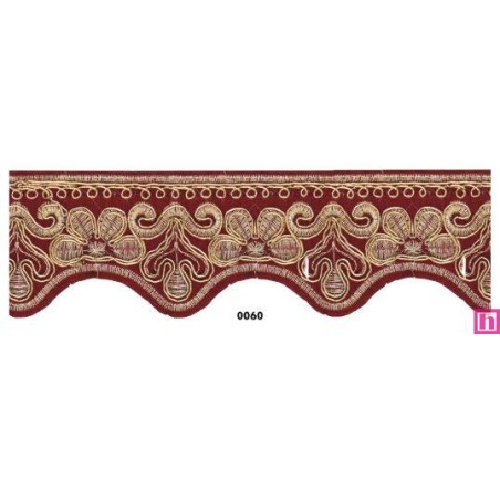 981255-0060 PUNTILLA FANTASIA EVELIA 45 MM. PET+METALLIC GRANATE/DORADO Venta en piezas de 9.30 M