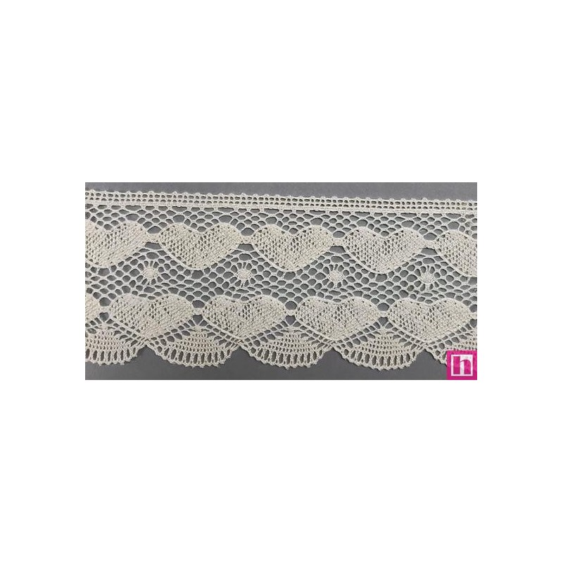 9814-104 PUNTILLA BOLILLO KALOLA 65 MM. ALGODON 100% NATURAL Venta en piezas de 25.00 M