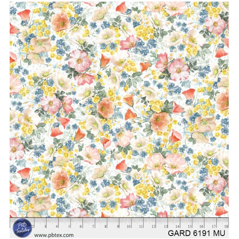 P121-GARD6191MU PATCH. AMERICANO GARDENSCAPE (01) 110 CM. ALGODON 100% BLANCO/MULTI Venta en piezas de 7.00 M