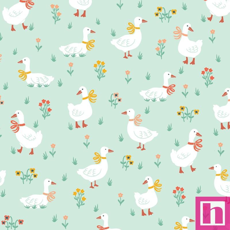 P121-GGEE 6587 GREEN PATCH. AMERICANO GARDEN GEESE (06) 110 CM. ALGODON 100% VERDE Venta en piezas de 6.90 M