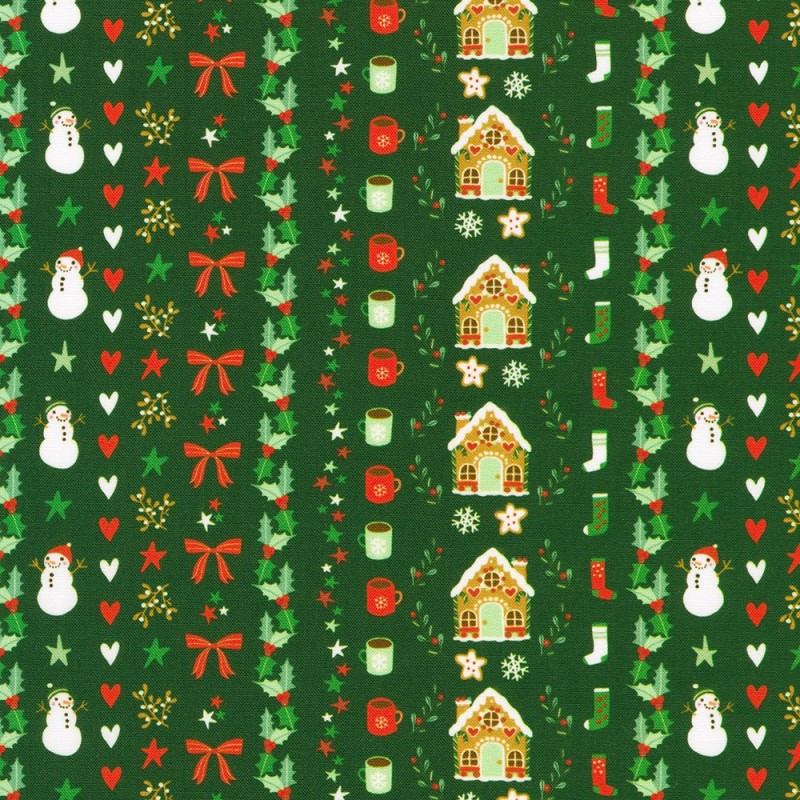 P135-SRKD-23909-224 PATCH. AMERICANO TINY TIDINGS (08) 110 CM. ALGODON 100% VERDE Venta en piezas de 7.00 M