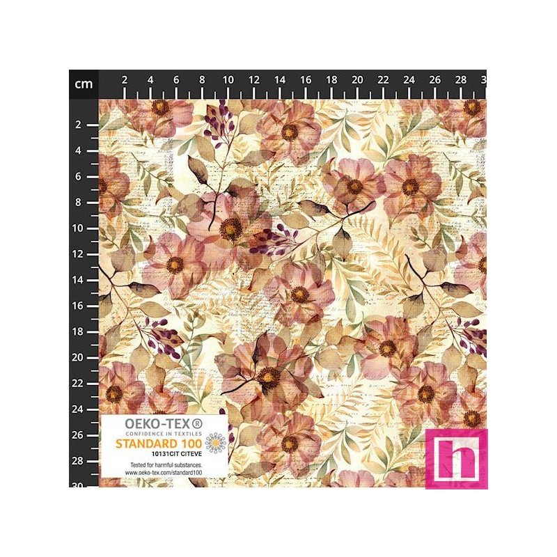P137-4504-101 PATCH.AMERICANO WISTFUL BLOOMS (06) 110 CM. ALGODON 100% MARFIL/PURPURA Venta en piezas de 6.00 M