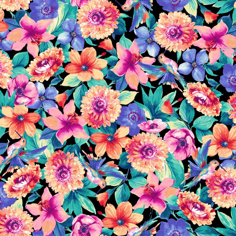 P17-MAS11062-J PATCH. AMERICANO SUMMER BUZZ (16) 110 CM. ALGODON 100% NEGRO Venta en piezas de 7.00 M