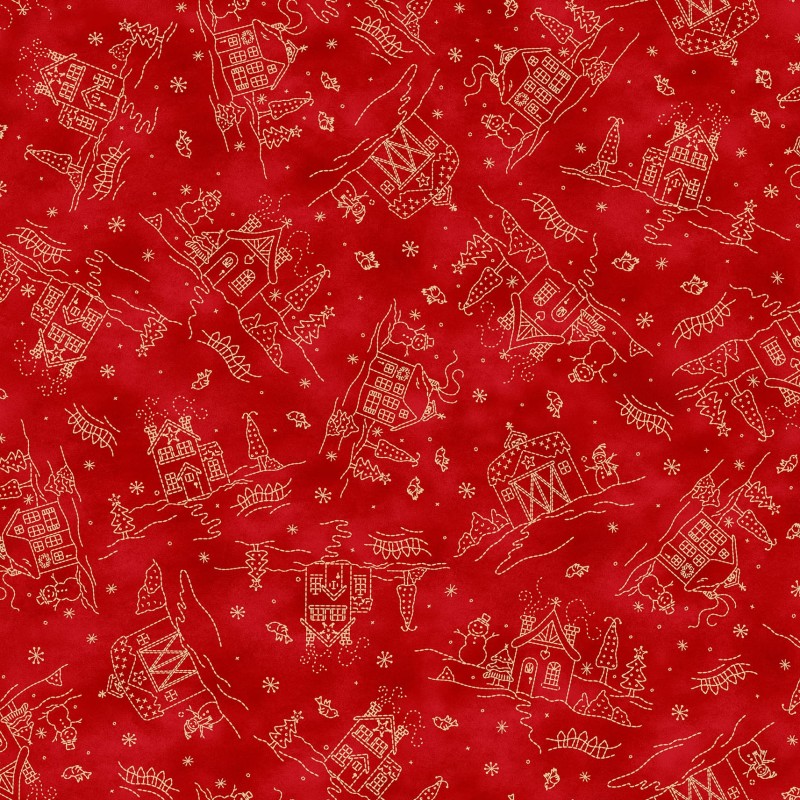 P17-MAS11091-R PATCH. AMERICANO CHRISTMASTIME (03) 110 CM. ALGODON 100% ROJO Venta en piezas de 7.00 M