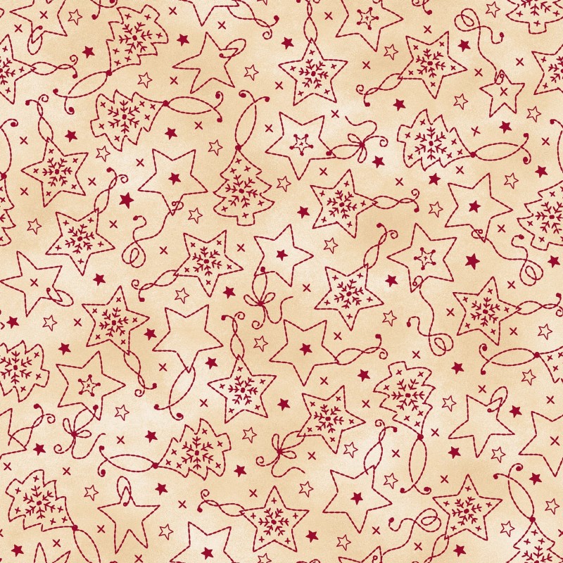 P17-MAS11092-ER PATCH. AMERICANO CHRISTMASTIME (10) 110 CM. ALGODON 100% CREMA/ROJO Venta en piezas de 7.00 M