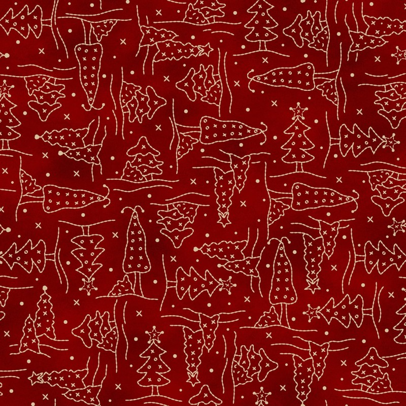 P17-MAS11095-R PATCH. AMERICANO CHRISTMASTIME (09) 110 CM. ALGODON 100% ROJO Venta en piezas de 7.00 M