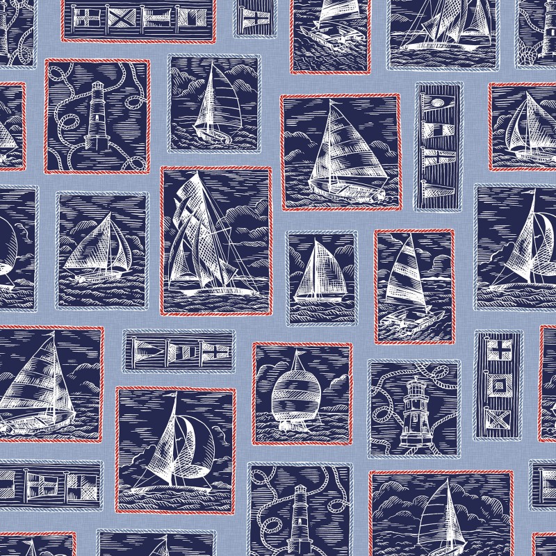 P17-MAS11100-B PATCH. AMERICANO REGATTA DAYS (01) 110 CM. ALGODON 100% AZUL Venta en piezas de 7.00 M