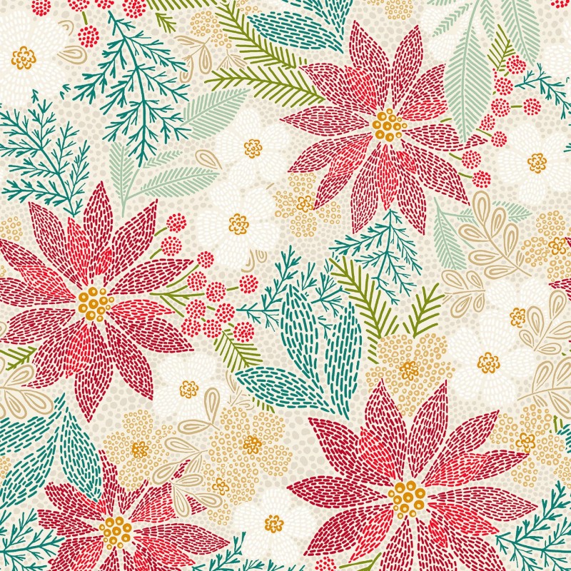P17-MAS11170-E PATCH. AMERICANO HOLIDAY STITCHES (01) 110 CM. ALGODON 100% CREMA Venta en piezas de 7.00 M