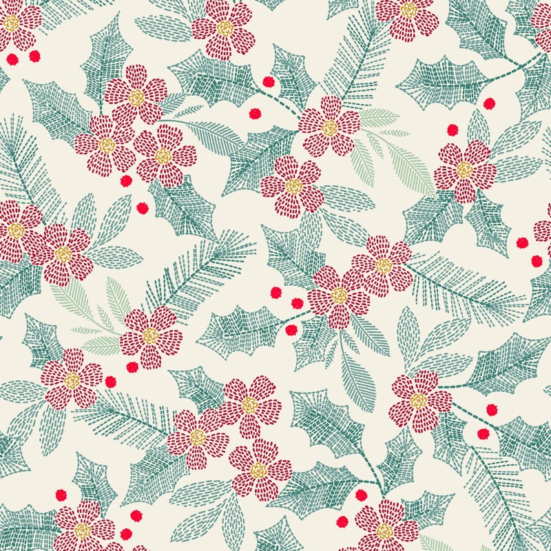 P17-MAS11172-E PATCH. AMERICANO HOLIDAY STITCHES (06) 110 CM. ALGODON 100% CREMA Venta en piezas de 7.00 M