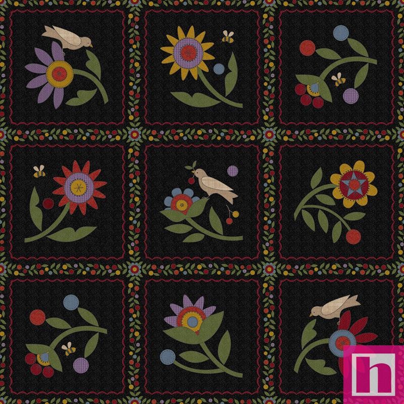 P17-MASF11430-J PATCH. AMERICANO PENNY FLOWER FLANNEL (02) 110 CM. ALGODON 100% NEGRO Venta en piezas de 6.90 M