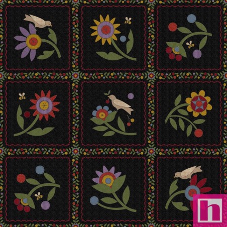 P17-MASF11430-J PATCH. AMERICANO PENNY FLOWER FLANNEL (02) 110 CM. ALGODON 100% NEGRO Venta en piezas de 6.90 M