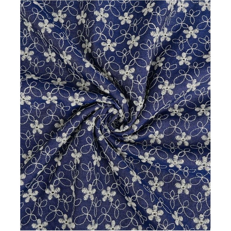 P69-5993-207 DENIM BORDADO ARJUN (01) 1.50 M.-180 GR/M2 - VISCOSA 80%-POLIESTER 20% DENIM Venta en piezas de 6.00 M