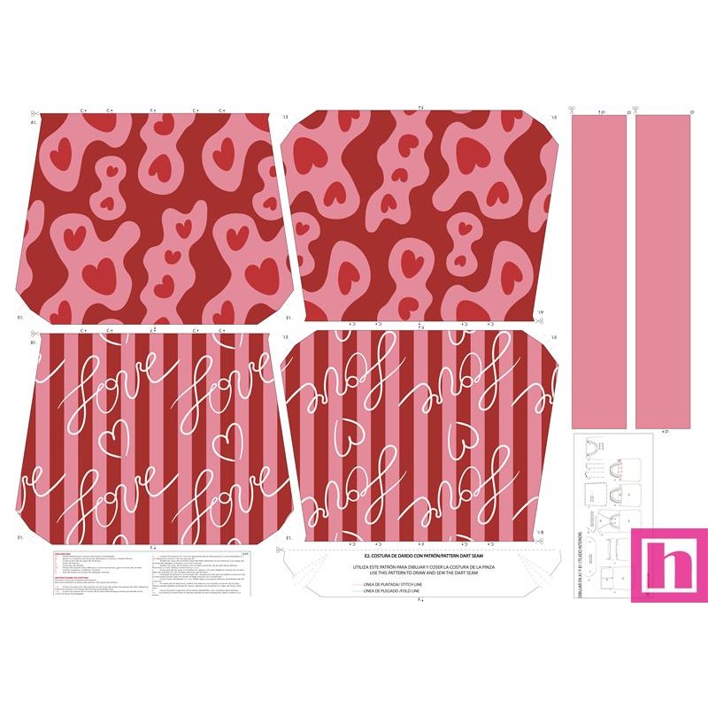 68148 TOTE BAGS AMOR - REVERSIBLE Y REPELENTE AL AGUA (39) 45X50 CMS. POLIESTER 100% FUCSIA Venta en piezas de 1.00 U