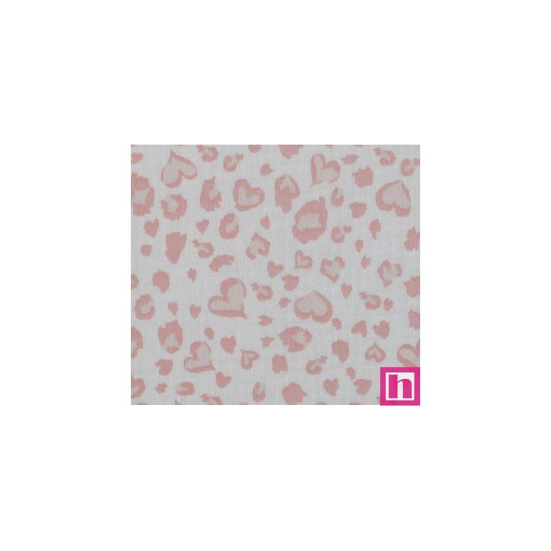 P94-4151-001 DOBLE GASA ESTAMPADA VALESKA (01) 135 CM. 125 GR/M2. ALGODON 100% BLANCO/ROSA Venta en piezas de 6.00 M