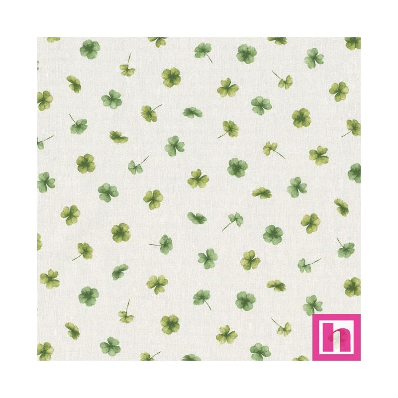 67267 LONETA HALP PANAMA ESTAMPADA LYLI (01) 1.40 M.-205 GR/M2- ALG. 80%-POL. 20% MARFIL/VERDE Venta en piezas de 7.00 M