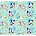 67912 TEJIDO ESTAMPADO MINNIE AND FRIENDS (00) 1.40 M. 130 GR/M2 ALGODON 100% MENTA Venta en piezas de 6.00 M