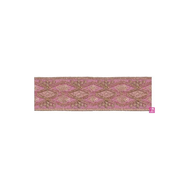 981253-0055 GALON FANTASIA ANDREA 45 MM. POLIESTER+PET ROSA/DORADO Venta en piezas de 9.10 M