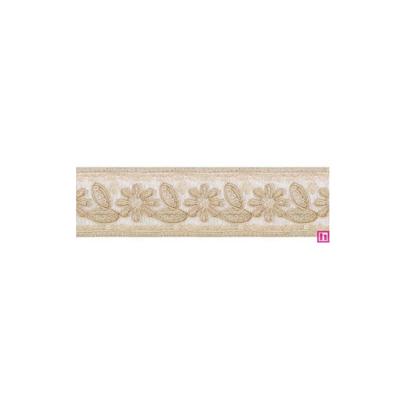981254-0003 GALON FANTASIA ADONIS 45 MM. POLIESTER+PET MARFIL/DORADO Venta en piezas de 9.30 M