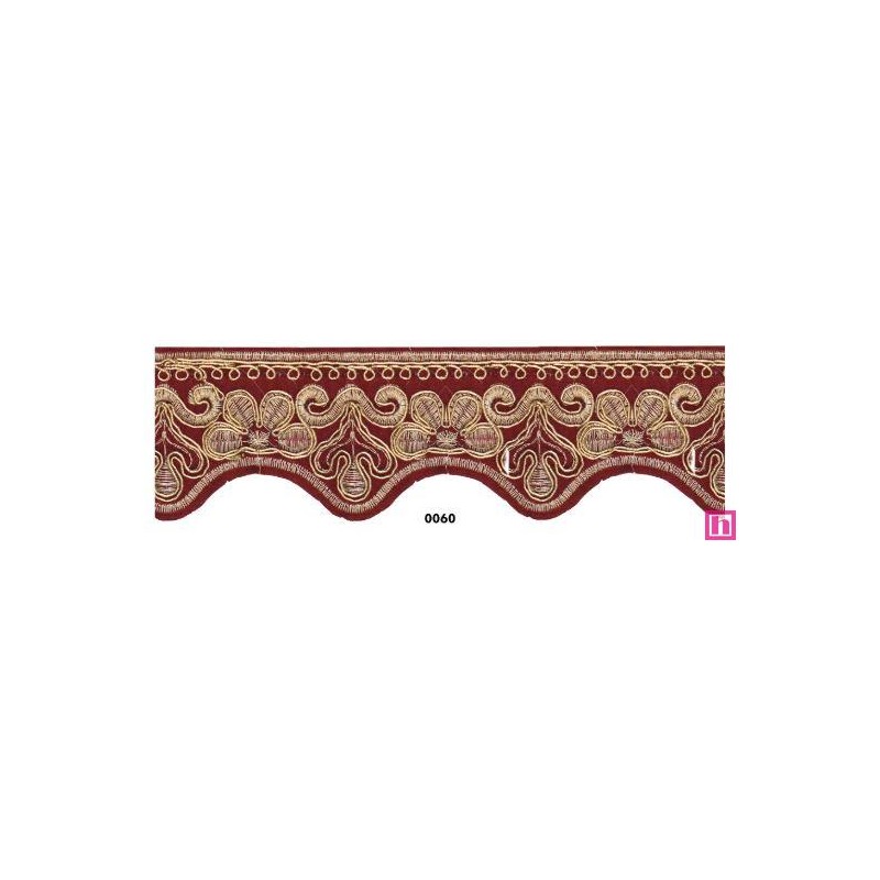 981255-0060 PUNTILLA FANTASIA EVELIA 45 MM. PET+METALLIC GRANATE/DORADO Venta en piezas de 9.30 M