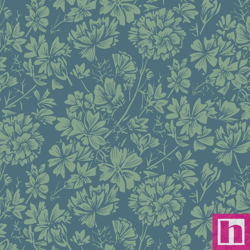 P17-MAS10834-NG PATCH. AMERICANO COTTAGE FLOWERS (13) 110 CM. ALGODON 100% VERDE Venta en piezas de 7.00 M