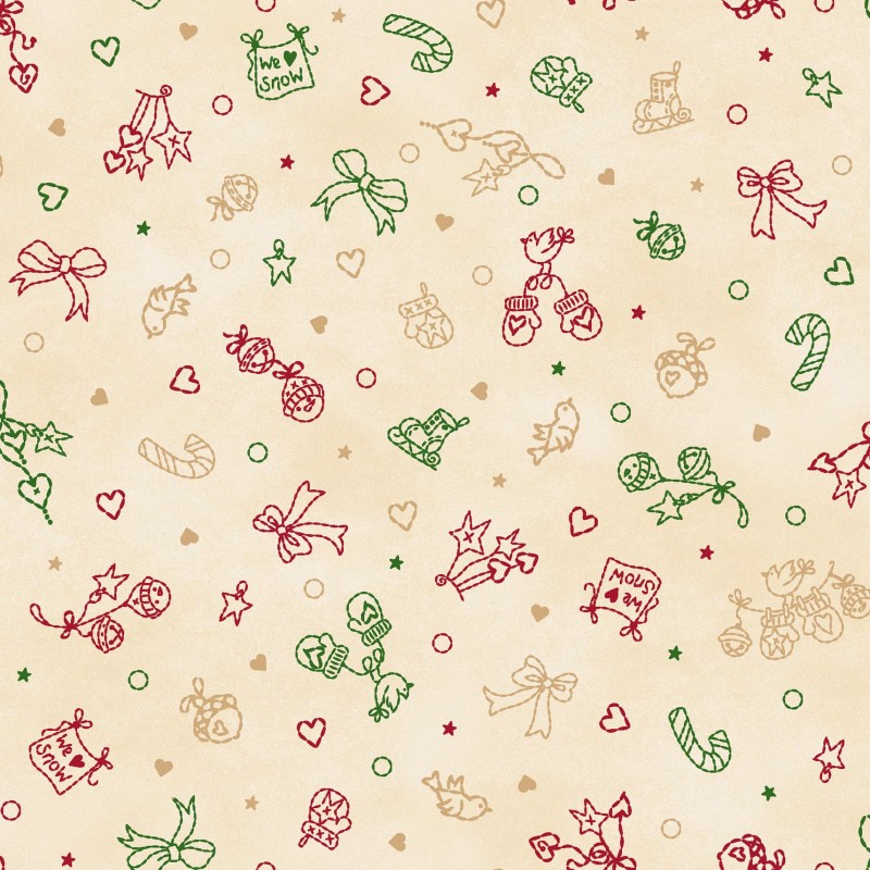 P17-MAS11097-RG PATCH. AMERICANO CHRISTMASTIME (21) 110 CM. ALGODON 100% CREMA Venta en piezas de 7.00 M