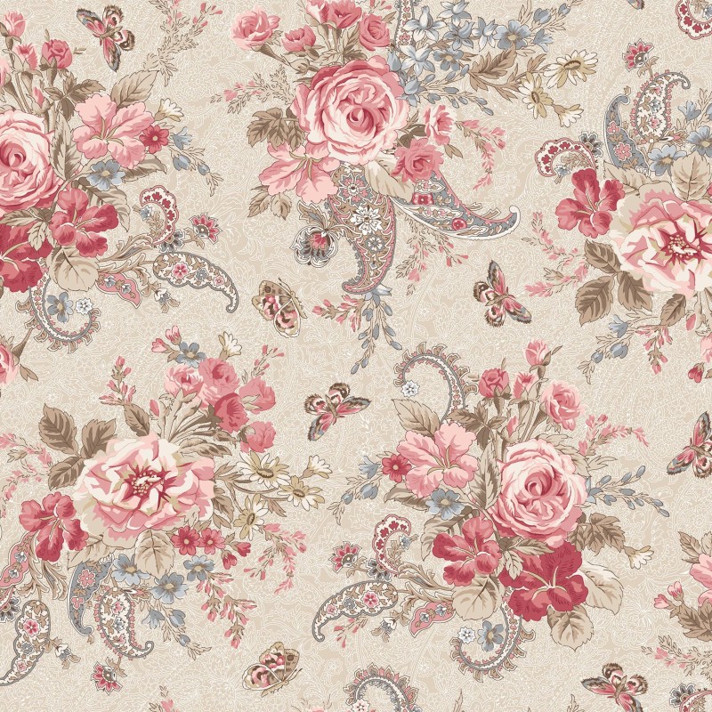 P17-MAS11131-T PATCH. AMERICANO MEADOW BLUSH (06) 110 CM. ALGODON 100% CREMA Venta en piezas de 7.00 M