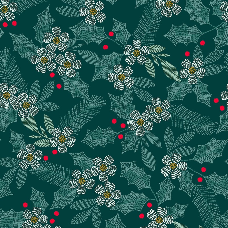 P17-MAS11172-G PATCH. AMERICANO HOLIDAY STITCHES (05) 110 CM. ALGODON 100% VERDE Venta en piezas de 7.00 M