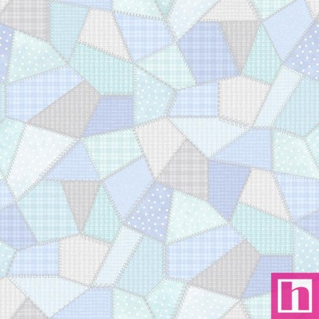 P17-MASF11310-WB PATCH. AMERICANO PATCHWORK WOOLIES (09) 110 CM. ALGODON 100% CELESTE Venta en piezas de 6.90 M