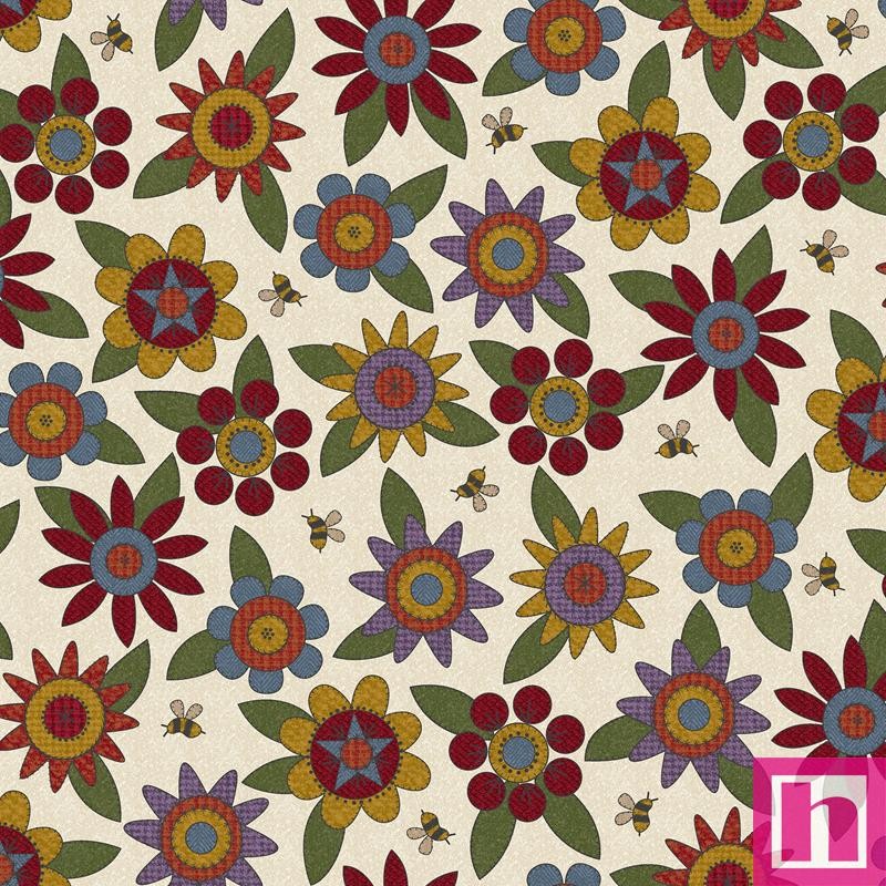 P17-MASF11431-E PATCH. AMERICANO PENNY FLOWER FLANNEL (03) 110 CM. ALGODON 100% CREMA Venta en piezas de 6.90 M