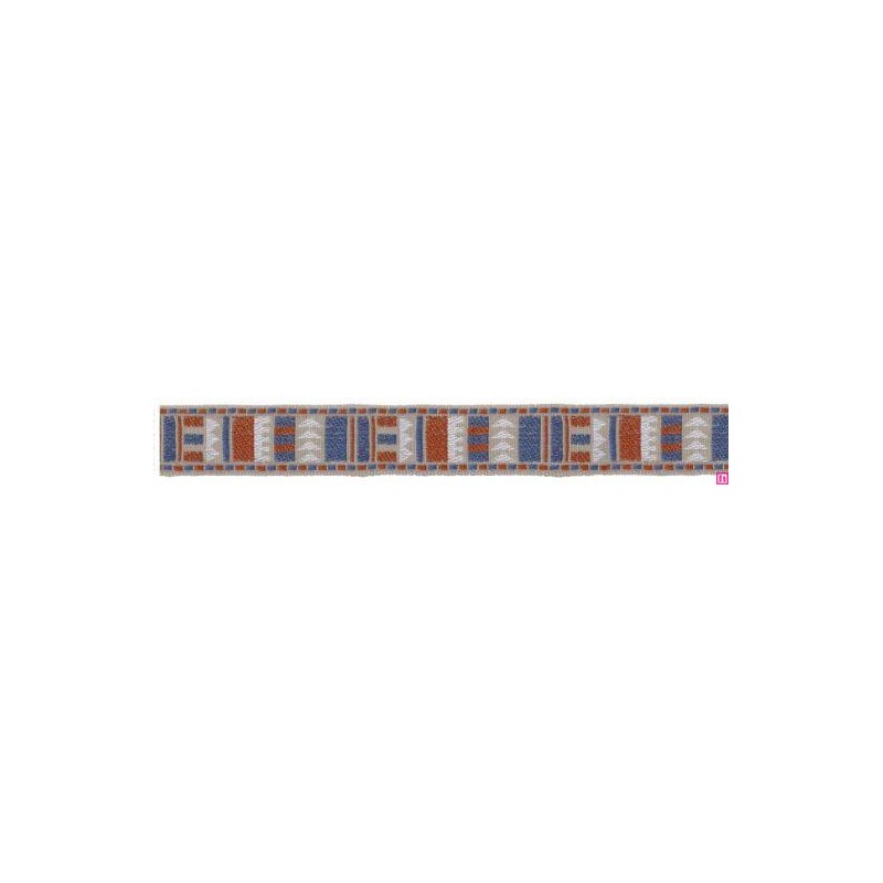 125614-01 CINTA JARCQUARD INMA 20 MM. POLIESTER 50%-ALGODON 50% GRIS/AZUL/TEJA Venta en piezas de 20.00 M