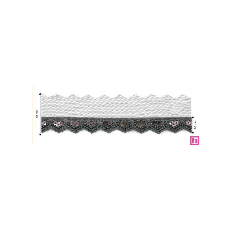 126608-105 REMATE FANTASIA RIVES 15 MM. POL+PET+GLASS ALUMINIO Venta en piezas de 9.10 M