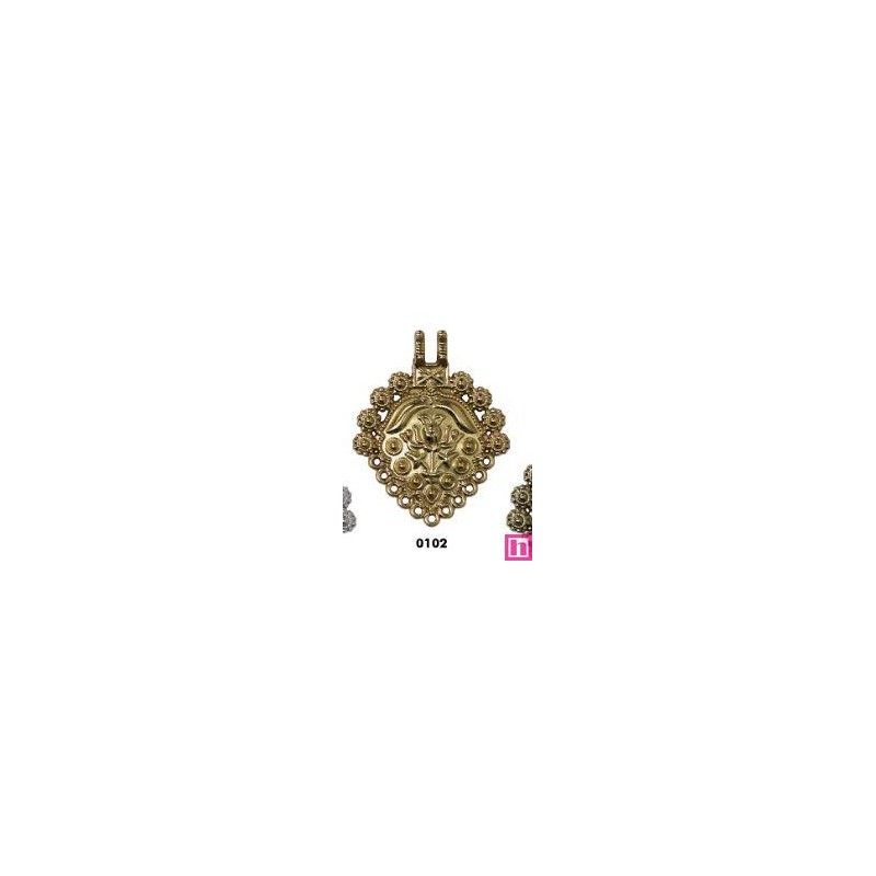 136906-102 APLIQUE METALICO INDIO 43X55 MM. ZAMAK-LIBRE DE NIQUEL DORADO Venta en piezas de 5.00 U