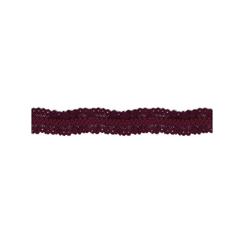 33938 GALON FRUNCIDO PIQUILLO ZARZAMORA 25MM. POLIESTER 100% BERENJENA Venta en piezas de 25.00 M